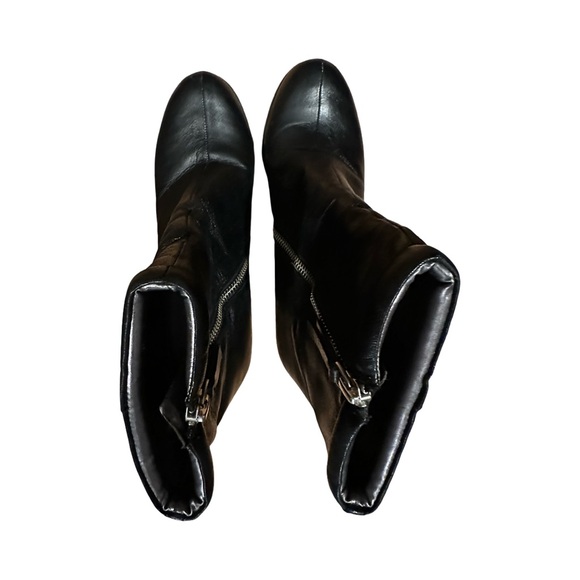 Nine West Black Leather Wedge Ankle Boots - Picture 2 of 6